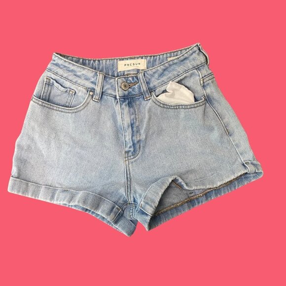 Pacsun High-Waisted Mom Shorts | Size 25 | Light Wash Denim - Picture 2 of 7